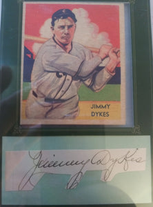 Jimmy Dykes baseball cut signed