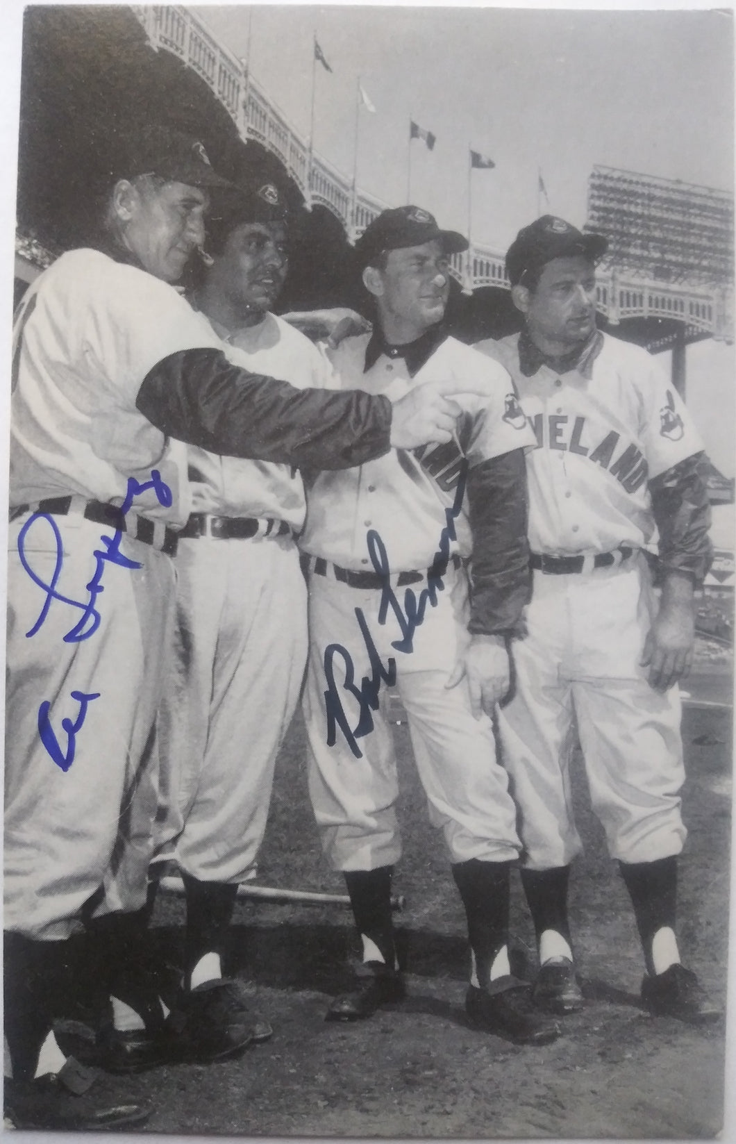 Al Lopez & Bob Lemon signed baseball postcard